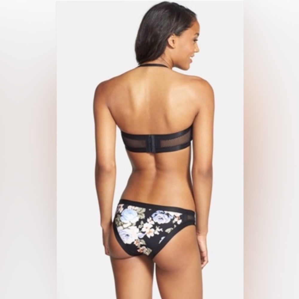 Volcom Part of Me Mesh Inset Bandeau Bikini Top and Skimpy Bikini Bottoms